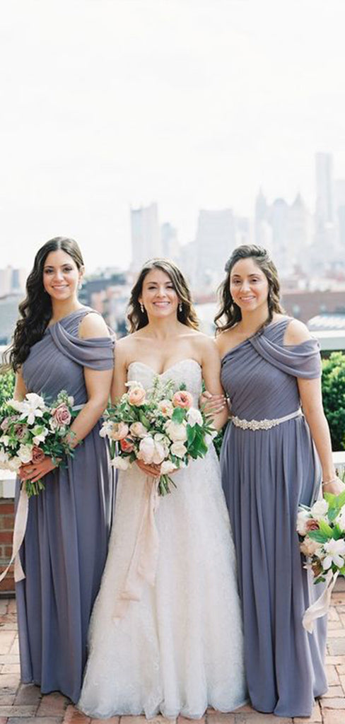 Elegant A-Line One Shoulder Cheap Popular Long Wedding Party Bridesmaid Dresses Online, CP162