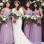 Mismatched Purple A-Line Cheap Popular Long Wedding Party Bridesmaid Dresses Online, CP163