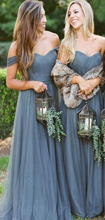 Elegant A-Line Off Shoulder Cheap Popular Long Wedding Party Bridesmaid Dresses Online, CP164