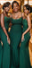 Sexy Emerald Green Mermaid Spaghetti Straps Applique Cheap Long Bridesmaid Dresses Online,CP17