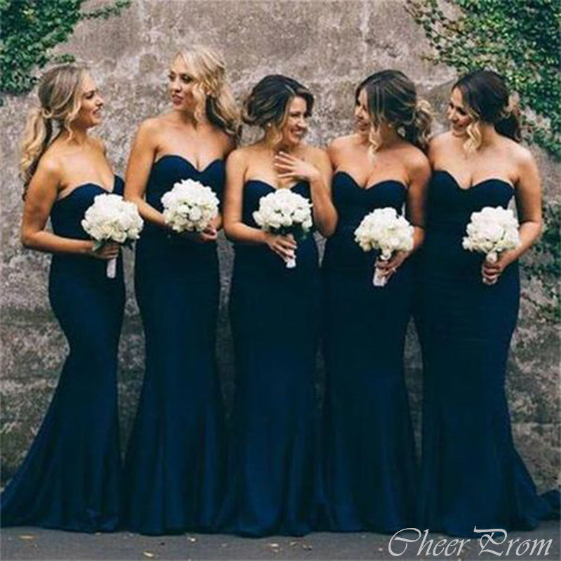 Charming Mermaid Sweetheart Sleeveless Cheap Popular Long Wedding Party Bridesmaid Dresses Online, CP169