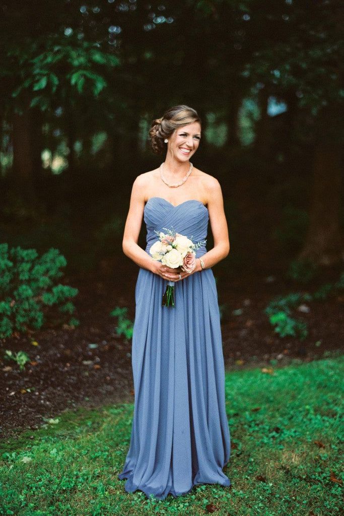 Charming A-Line Sweetheart Sleeveless Chiffon Cheap Popular Long Wedding Party Bridesmaid Dresses Online, CP170