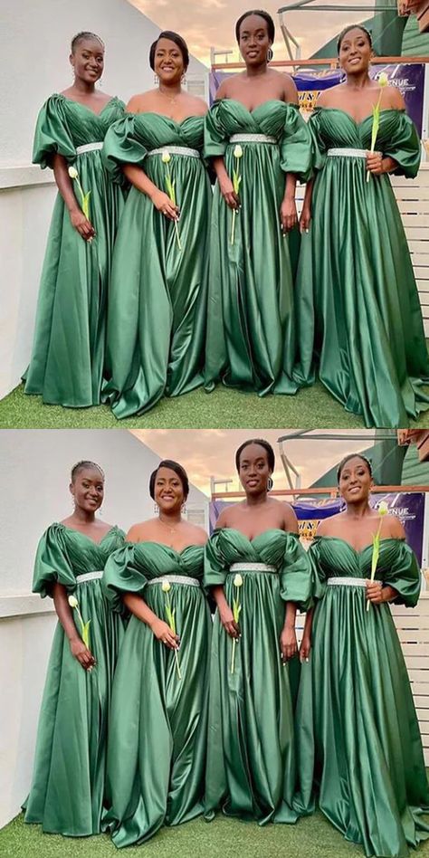 Gorgeous Green A-Line V Neck Cheap Popular Long Wedding Party Bridesmaid Dresses Online, CP184