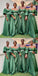 Gorgeous Green A-Line V Neck Cheap Popular Long Wedding Party Bridesmaid Dresses Online, CP184