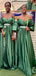 Gorgeous Green A-Line V Neck Cheap Popular Long Wedding Party Bridesmaid Dresses Online, CP184