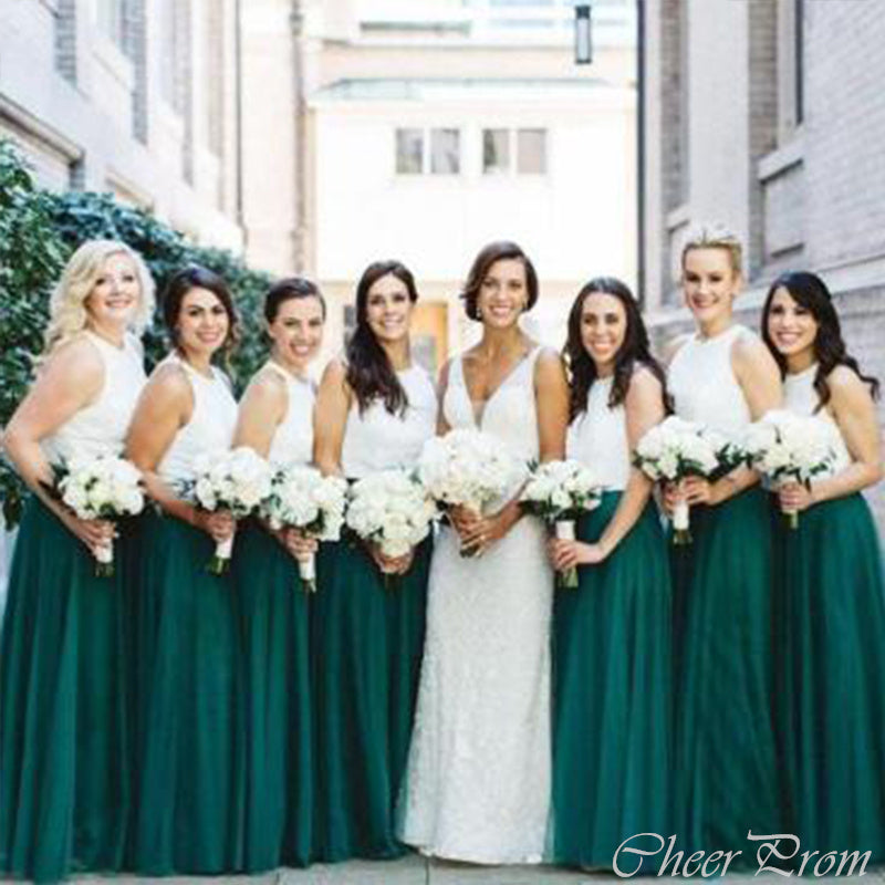 Elegant A-Line Jewel Sleeveless Cheap Popular Long Wedding Party Bridesmaid Dresses Online, CP188