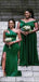 Mismatched Green Side Slit Cheap Popular Long Wedding Party Bridesmaid Dresses Online, CP189