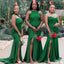 Mismatched Green Mermaid Side Slit Cheap Popular Long Wedding Party Bridesmaid Dresses Online, CP190