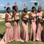 Mismatched Pink Mermaid Sexy Cheap Long Bridesmaid Dresses Online,CP24