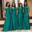 Charming Green Mermaid Off Shoulder Sequin Cheap Popular Long Wedding Party Bridesmaid Dresses Online, CP197