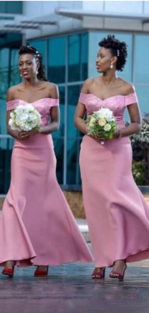 Sexy Pink Mermaid Sweetheart Off Shoulder Sequin Cheap Popular Long Wedding Party Bridesmaid Dresses Online, CP198