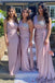 Unique Mermaid One Shoulder Sleeveless Rhinestone Cheap Popular Long Wedding Party Bridesmaid Dresses Online, CP207