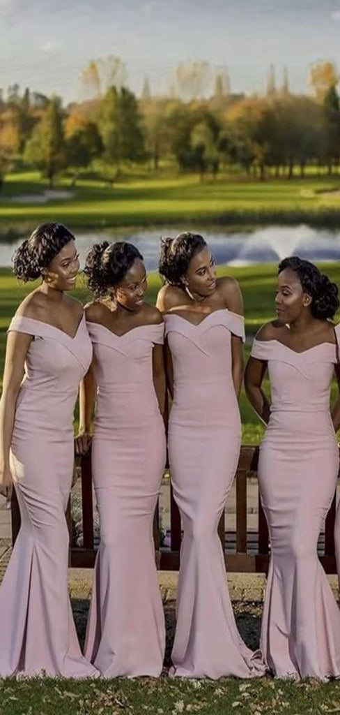 Elegant Mermaid Off Shoulder V Neck Cheap Long Bridesmaid Dresses Online,CP25