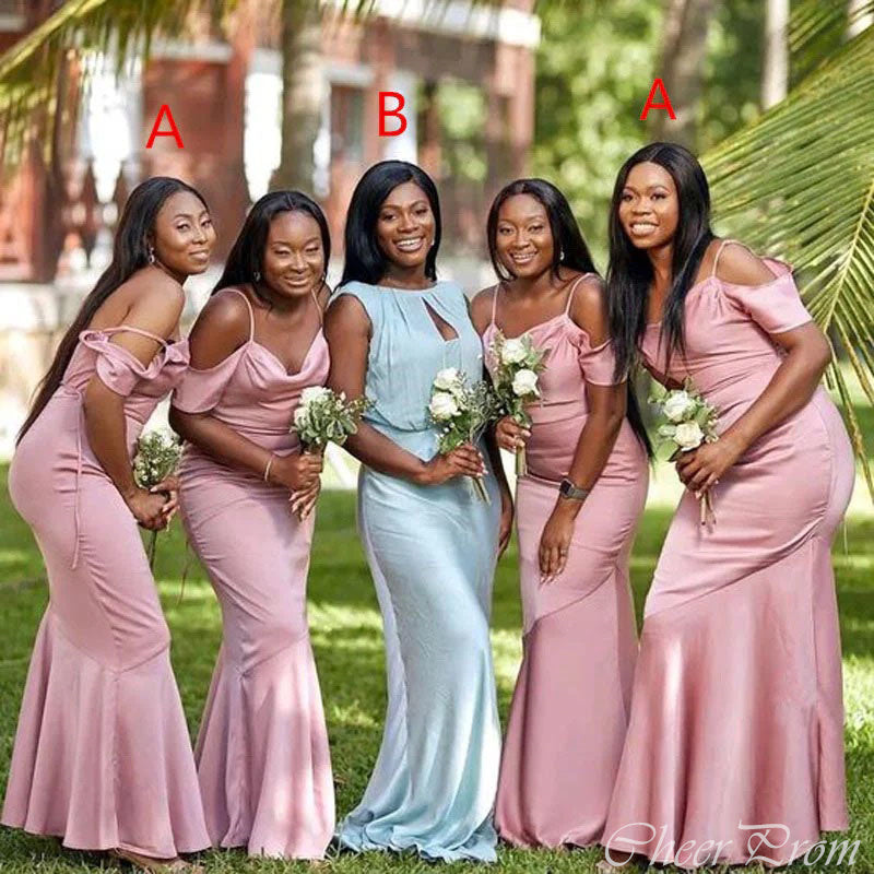 Mismatched Mermaid Sexy Cheap Long Bridesmaid Dresses Online,CP26