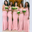 Simple Pink Mermaid Spaghetti Straps Sleeveless Cheap Popular Long Wedding Party Bridesmaid Dresses Online, CP213