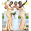 Elegant Champagne Mermaid Straps V Neck Cheap Popular Long Wedding Party Bridesmaid Dresses Online, CP216