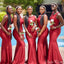 Sexy Mermaid Red Scoop Charming Cheap Long Bridesmaid Dresses Online,CP27