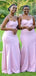 Gorgeous Pink Mermaid Sweetheart Spaghetti Straps Side Slit Cheap Popular Long Wedding Party Bridesmaid Dresses Online, CP220