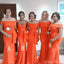 Mismatched Orange Mermaid Sleeveless Cheap Popular Long Wedding Party Bridesmaid Dresses Online, CP226