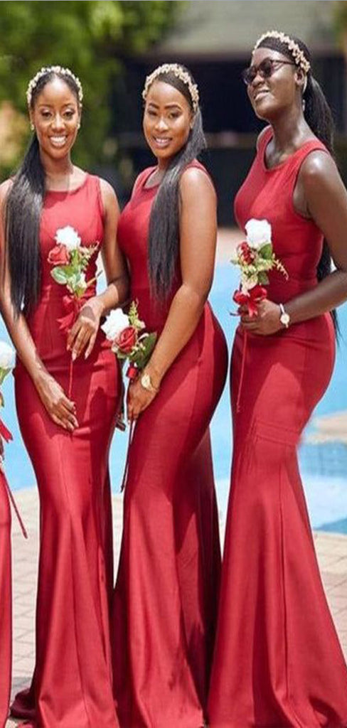 Sexy Mermaid Red Scoop Charming Cheap Long Bridesmaid Dresses Online,CP27