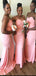 Sexy Pink Mermaid Sweetheart Spaghetti Straps Cheap Popular Long Wedding Party Bridesmaid Dresses Online, CP229