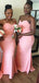 Sexy Pink Mermaid Sweetheart Spaghetti Straps Cheap Popular Long Wedding Party Bridesmaid Dresses Online, CP229