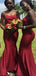 Sexy Dark Red Mermaid Strapless Cheap Long Bridesmaid Dresses Online,CP28