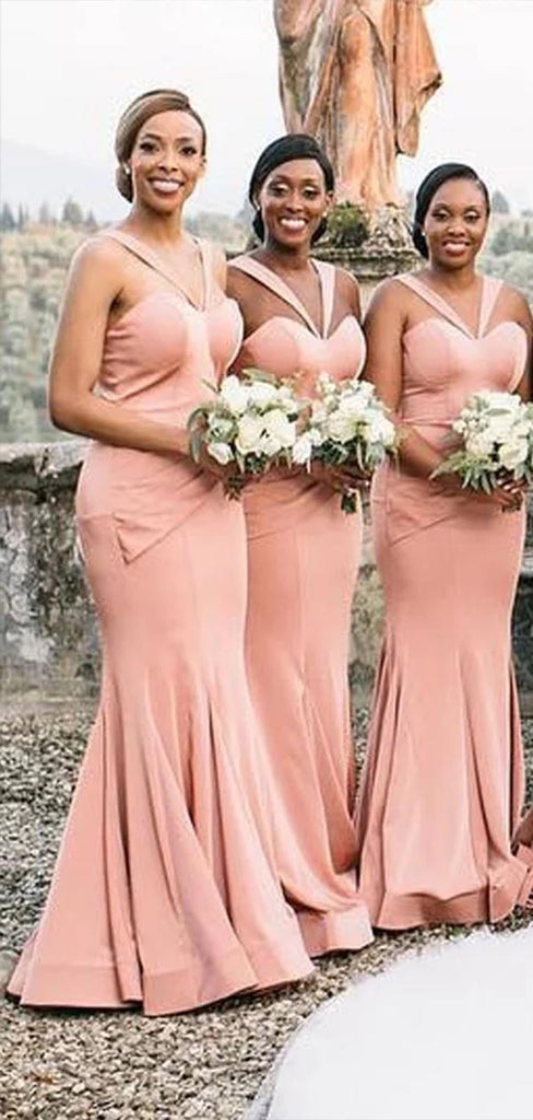 Unique Mermaid Straps Sweetheart Sleeveless Cheap Popular Long Wedding Party Bridesmaid Dresses Online, CP239