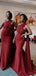 Charming Dark Red Mermaid One Shoulder Sleeveless Cheap Popular Long Wedding Party Bridesmaid Dresses Online, CP243