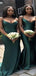 Sexy Dark Green Mermaid Spaghetti Straps V Neck Sleeveless Cheap Popular Long Wedding Party Bridesmaid Dresses Online, CP248