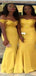 Elegant Yellow Mermaid Sweetheart Off Shoulder Sequin Cheap Popular Long Wedding Party Bridesmaid Dresses Online, CP250