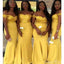 Elegant Yellow Mermaid Sweetheart Off Shoulder Sequin Cheap Popular Long Wedding Party Bridesmaid Dresses Online, CP250