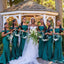 Charming Green Mermaid Off Shoulder Cheap Popular Long Wedding Party Bridesmaid Dresses Online, CP254