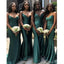 Sexy Emerald Mermaid Spaghetti Straps V Neck Sleeveless Cheap Popular Long Wedding Party Bridesmaid Dresses Online, CP267