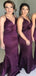 Gorgeous Mermaid Spaghetti Straps V Neck Sleeveless Cheap Popular Long Wedding Party Bridesmaid Dresses Online, CP273