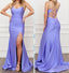 Charming Lavender Mermaid Spaghetti Straps V Neck Sleeveless Side Slit Cheap Popular Long Wedding Party Bridesmaid Dresses Online, CP274