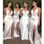 Charming Mermaid Spaghetti Straps V Neck Sleeveless Side Slit Cheap Popular Long Wedding Party Bridesmaid Dresses Online, CP277