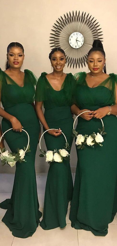 Unique Emerald Mermaid Sweetheart Sleeveless Cheap Popular Long Wedding Party Bridesmaid Dresses Online, CP287