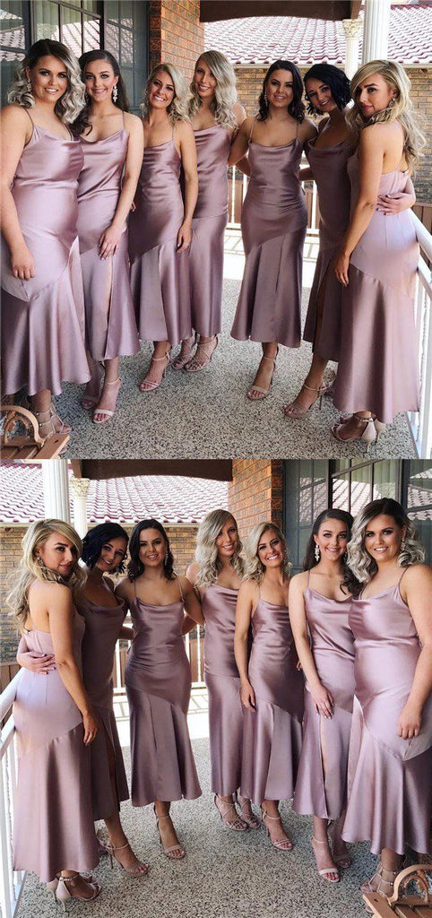 Charming Mermaid Spaghetti Straps Sleeveless Cheap Popular Long Wedding Party Bridesmaid Dresses Online, CP289