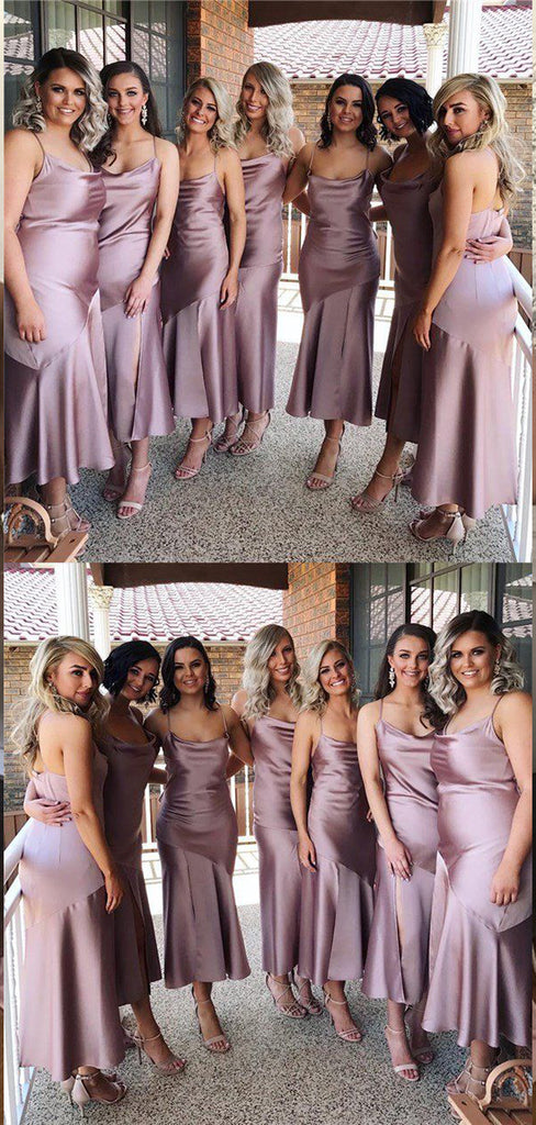 Charming Mermaid Spaghetti Straps Sleeveless Cheap Popular Long Wedding Party Bridesmaid Dresses Online, CP289