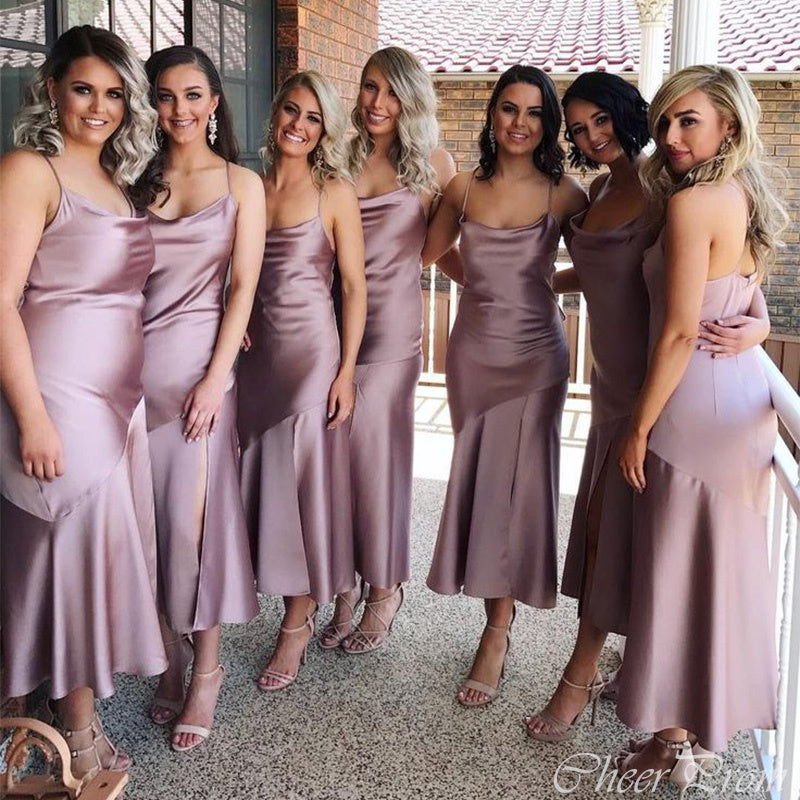 Charming Mermaid Spaghetti Straps Sleeveless Cheap Popular Long Wedding Party Bridesmaid Dresses Online, CP289