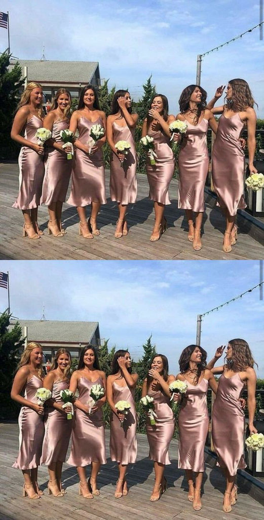 Simple Mermaid Spaghetti Straps V Neck Sleeveless Cheap Popular Long Wedding Party Bridesmaid Dresses Online, CP290