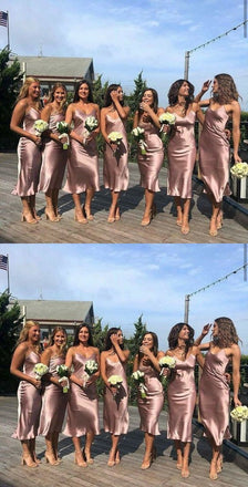 Simple Mermaid Spaghetti Straps V Neck Sleeveless Cheap Popular Long Wedding Party Bridesmaid Dresses Online, CP290