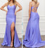 Sexy Lavender Mermaid Spaghetti Straps Sleeveless Side Slit Cheap Popular Long Wedding Party Bridesmaid Dresses Online, CP297