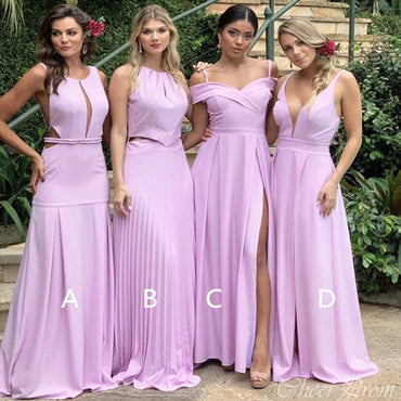 Mismatched Pink Mermaid Sleeveless Cheap Popular Long Wedding Party Bridesmaid Dresses Online, CP301