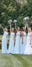 Unique Blue One Shoulder Sleeveless Cheap Popular Long Wedding Party Bridesmaid Dresses Online, CP302