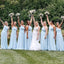 Unique Blue One Shoulder Sleeveless Cheap Popular Long Wedding Party Bridesmaid Dresses Online, CP302