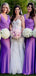 Elegant Purple Straps V Neck Sleeveless Cheap Popular Long Wedding Party Bridesmaid Dresses Online, CP304