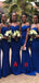 Mismatched Dark Blue Mermaid Spaghetti Strap Sleeveless Cheap Popular Long Wedding Party Bridesmaid Dresses Online, CP309