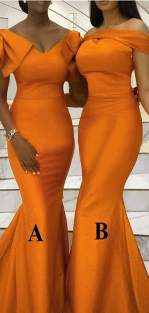 Mismatched Burnt Orange Mermaid Sleeveless Cheap Popular Long Wedding Party Bridesmaid Dresses Online, CP312